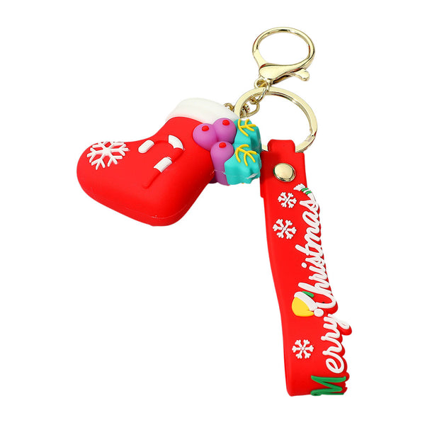 Red Christmas Message Strap Stocking Keychain Bag Charm