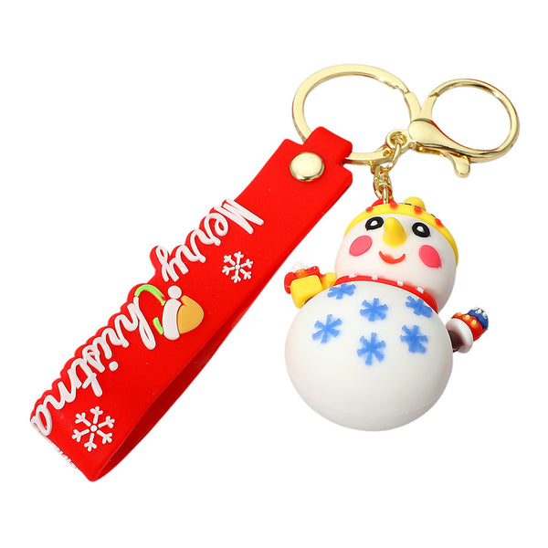 Red, White, Christmas Message Strap Snowman Keychain / Bag Charm