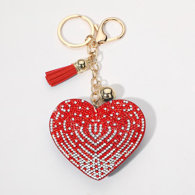 Madeline Love Red Bling Heart Tassel Keychain - Bags & Wallets
