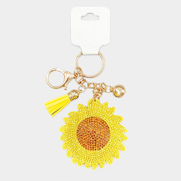 Madeline Love Yellow Bling Sunflower Tassel Keychain - Bags & Wallets