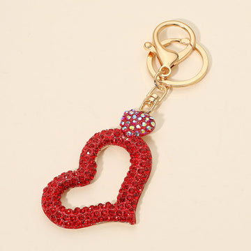 Madeline Love Red Bling Studded Open Heart Bag Charm Keychain - Bags & Wallets