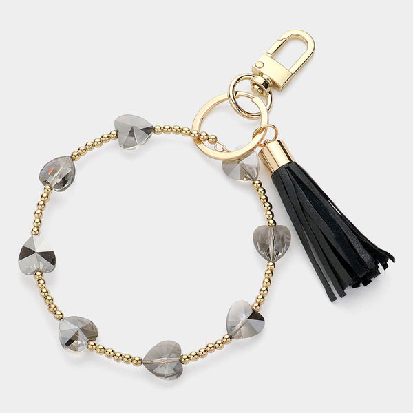 Tassel Charm Resin Heart Station Keychain / Bracelet