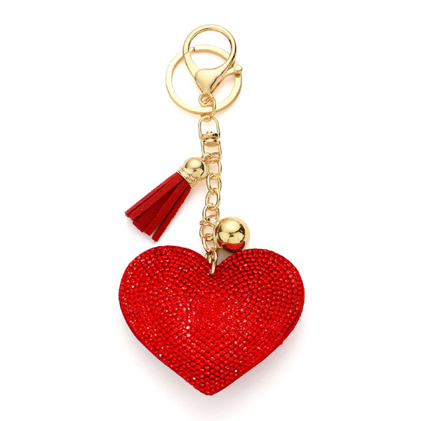 Bling Heart Tassel Keychain