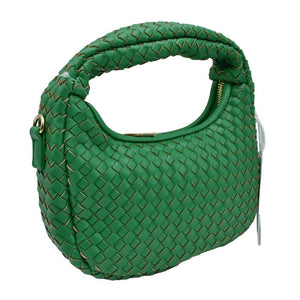 Kelly Green Faux Leather Woven Patterned Top Handle Tote Shoulder Bag, is a comfortable way to carry all your daily necessities. Featuring top handles, it's perfect for carrying over the shoulder, and its design ensures that it stands out from other handbags.  This tote bag is a practical and fashionable choice for the summer.
