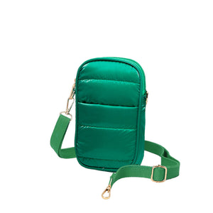 Kelly Green Glossy Puffer Rectangle Crossbody Bag, This puffer fashion crossbody features one front slip pocket and one inside slip pocket, and a secured zipper closure at the top, this bag will be your new go-to! These beautiful and trendy Crossbody bags have adjustable and detachable hand straps that make your life more comfortable.