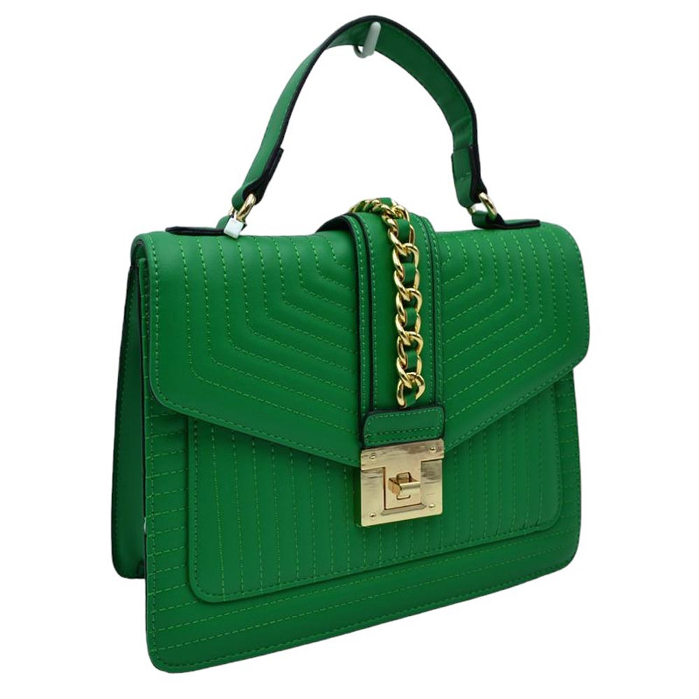 Kelly Green Quilted Faux Leather Top Handle Crossbody Tote Bag, is the perfect accessory for any outfit. This contemporary bag is made with high-quality quilted faux leather, this stylish tote bag features a top handle, a crossbody strap, and a spacious interior. Perfect gift choice for family members and friends on any occasion.