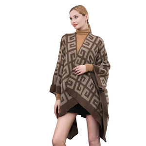 Khaki Beautiful Pattern Detailed Poncho, with the latest trend in ladies' outfit cover-up! the high-quality knit pattern detailed poncho is soft, comfortable, and warm but lightweight. It's perfect for your daily, casual, party, evening, vacation, and other special events outfits. A fantastic gift for your friends or family.