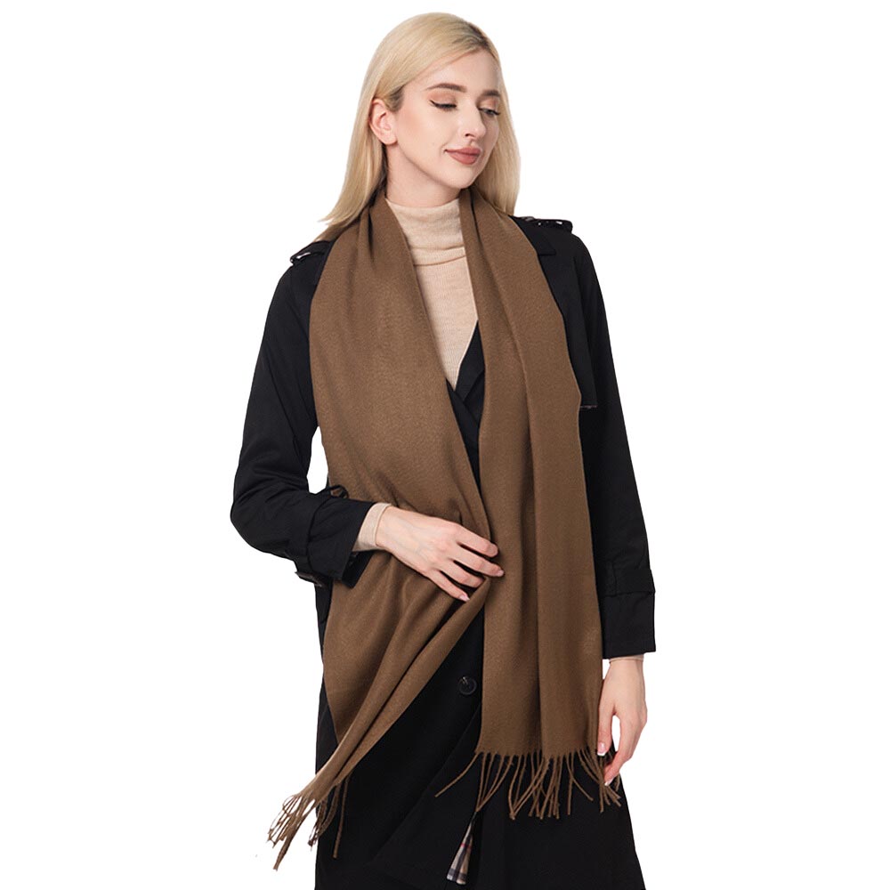 Khaki Gorgeous Solid Oblong Scarf, is delicate, warm, on-trend & fabulous, and a luxe addition to any cold-weather ensemble. This scarf combines great fall style with comfort and warmth. It's a perfect weight and can be worn to complement your outfit or with your favorite fall jacket. Perfect gift for any occasion.