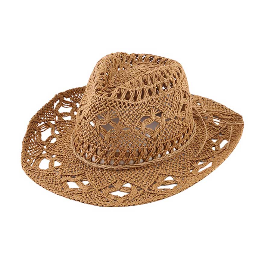 Khaki Open Weave Panama Cowboy Straw Hat offers excellent ventilation and durability, making it the perfect companion for outdoor activities. With its stylish design and high-quality construction, this hat will keep you cool and protected from the sun's rays. Perfect gift for every fashion fashion-forwarded individual.