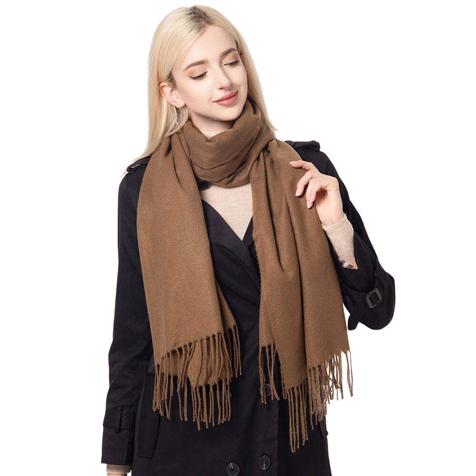 Khaki Solid Oblong Scarf, delicate, warm, on-trend & fabulous, a luxe addition to any cold-weather ensemble. This scarf combines great fall style with comfort and warmth. It's a perfect weight and can be worn to complement your outfit or with your favorite fall jacket. Perfect gift for birthdays, holidays, or any occasion.