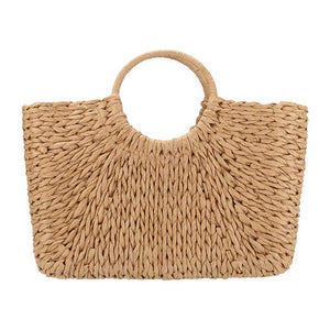 khaki Straw Basket Beach Tote Bag, Grab this quirky bag and head to the beach in style! Keep your sunscreen, towel, and sunglasses safe in this trendy and sturdy straw tote. Perfect for beach days. Woven from natural straw, this bag is perfect for holding your beach essentials with a playful and fun twist. 