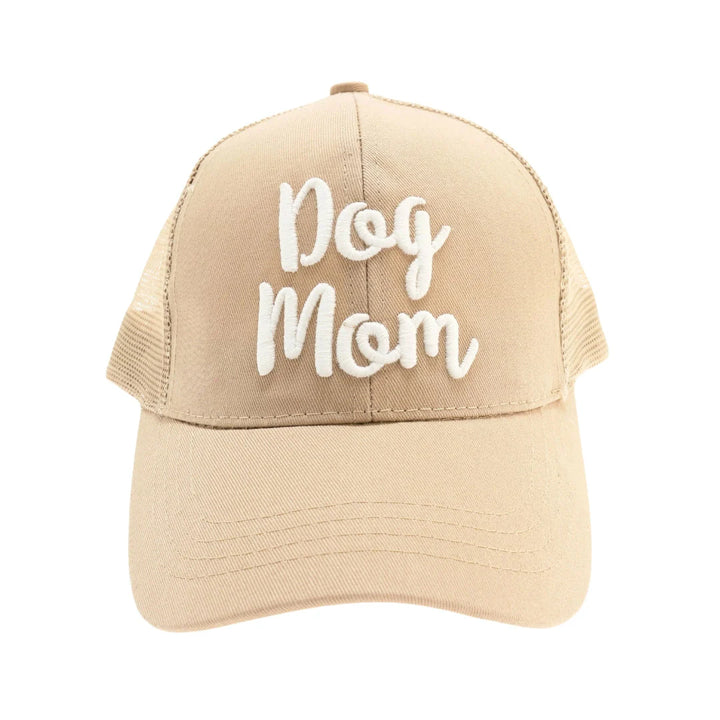 Dog Mom Embroidered Mesh Back High Ponytail CC Ball Cap offers a blend of style and functionality tailored for dog lovers. Featuring breathable mesh panels and a high ponytail opening, it ensures comfort and ventilation during outdoor activities. The detailed embroidery highlights your dog mom pride, while the adjustable strap provides a secure, personalized fit. 