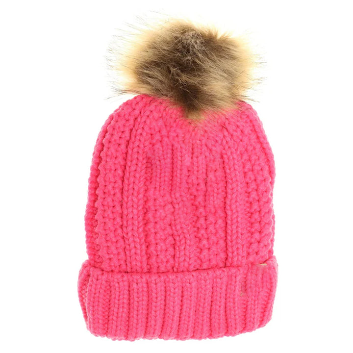 Pink Kids Fuzzy Lined Fur Pom CC Beanie offers superior warmth and comfort with its soft, fuzzy lining designed specifically for children. Its durable construction ensures long-lasting wear, while the stylish fur pom adds a fashionable accent. Ideal for cold weather, this beanie provides expert-level protection and cozy insulation, making it a practical and trendy accessory for your child’s winter wardrobe.