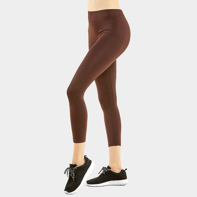 Madeline Love Brown Ladies Solid Capri Leggings - Apparel