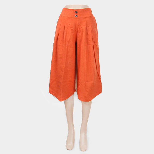 Madeline Love Orange Wide leg midi pants with buttons - Apparel