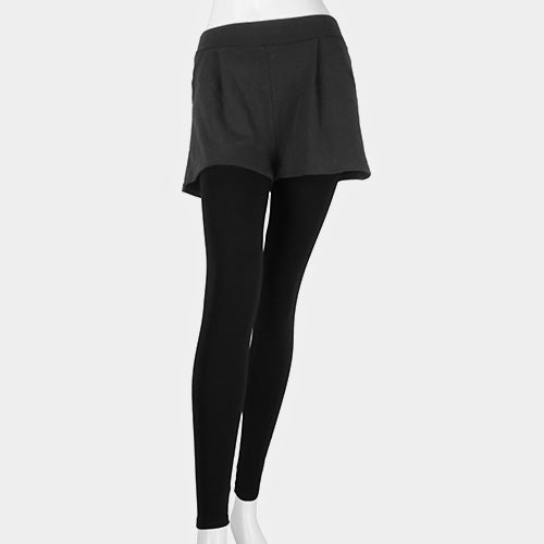Madeline Love Black, Charcoal Short Layered Ankle Heavy Leggings - Apparel