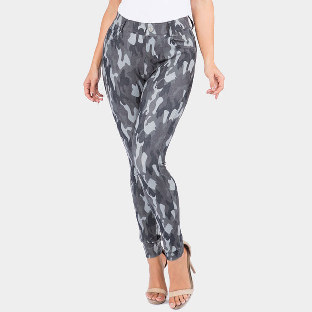 Madeline Love Gray Camouflage Cotton Blend Jeggings - Apparel