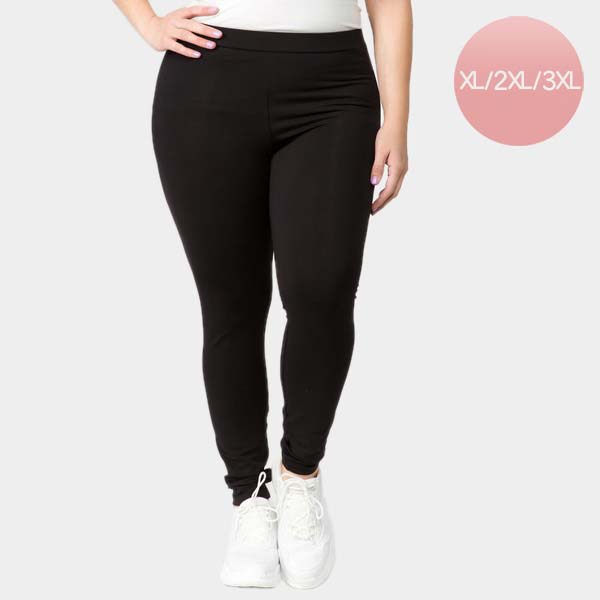 Madeline Love Black Basic Pima Cotton High Rise Plus Size Leggings - Apparel