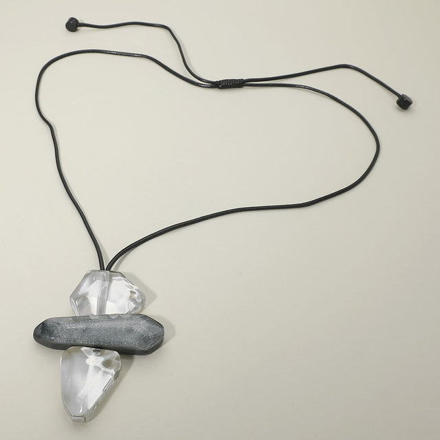 Madeline Love Clear Geometric Stackable Resin Pendant Adjustable Long Necklace - Necklaces