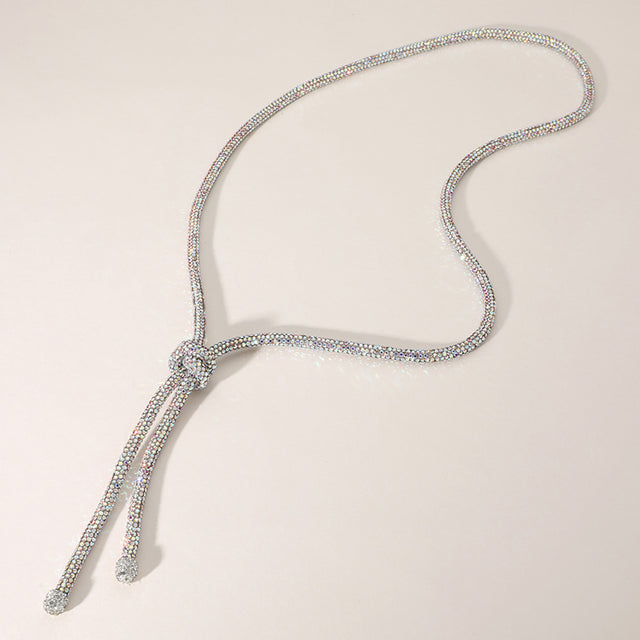 Madeline Love AB Bling Studded Knot Pointed Long Necklace