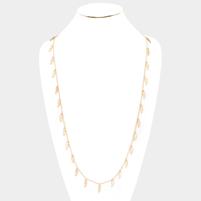 Gold Metal Seahorse Long Necklace