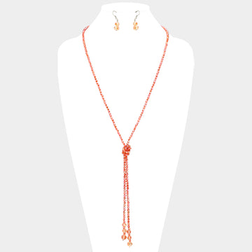 Madeline Love Coral Faceted Beaded Y Shaped Necklace - Necklaces