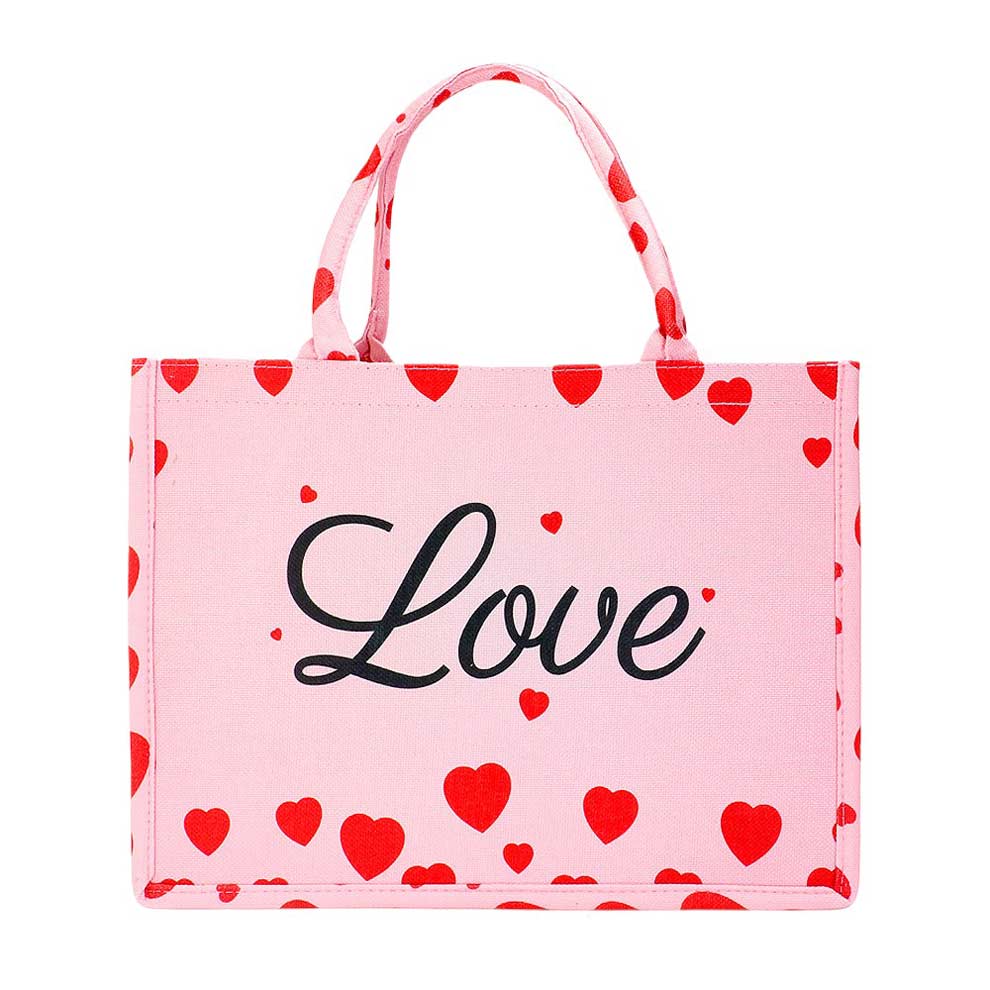 LOVE Message Heart Printed Tote Bag, is a stylish and functional accessory for any outing. With its bold and eye-catching design, it is sure to make a statement. The spacious interior and sturdy construction make it perfect for carrying all your essentials. Spread love wherever you go with this tote bag.