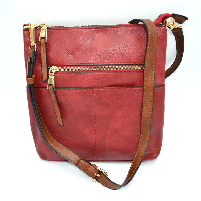 Women’s Kaylee Soft PU Vegan Leather 2 in 1 Tote Crossbody Bag - Burgundy - Crossbody Bags