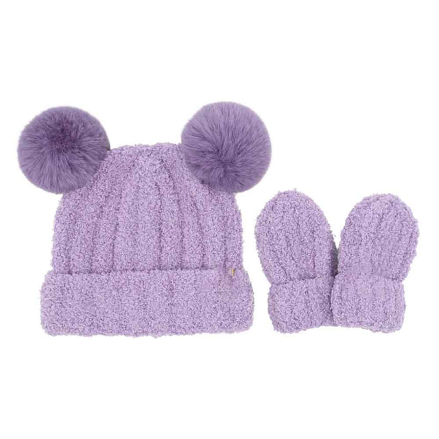 Lavender BABY Cozy Yarn C.C Hat and Mitten Set combines softness and warmth, specially crafted for delicate infant skin. Made from premium cozy yarn, this set offers gentle insulation to keep babies comfortable in cooler conditions. The hat features a secure yet flexible fit, while the mittens protect tiny hands from cold without restricting movement. Designed for both comfort and protection, this set is an essential accessory for your baby's cold-weather wardrobe.