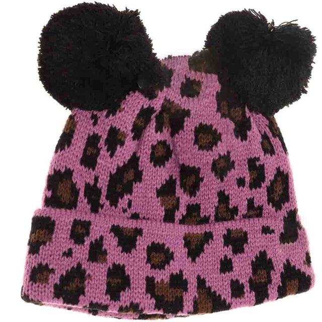 Lavender Baby Leopard Double Pom Beanie combines warmth and playful design for your little one. Made with a soft, gentle fabric, it ensures cozy comfort while the double pom detailing adds a charming, stylish flair. The subtle leopard print delivers a trendy look, making this beanie an ideal accessory for cold weather protection with a fashionable edge. 