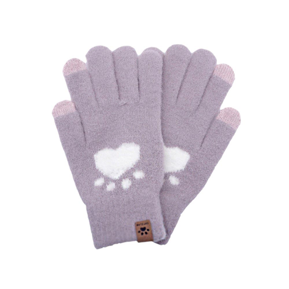 Lavender-Cat Paw Pointed Smart Touch Gloves, Perfect for staying connected while keeping your hands warm. The unique cat paw design adds a touch of fun to these functional gloves. With smart touch technology, you can use your devices without taking them off. Stay warm and connected with these stylish gloves.