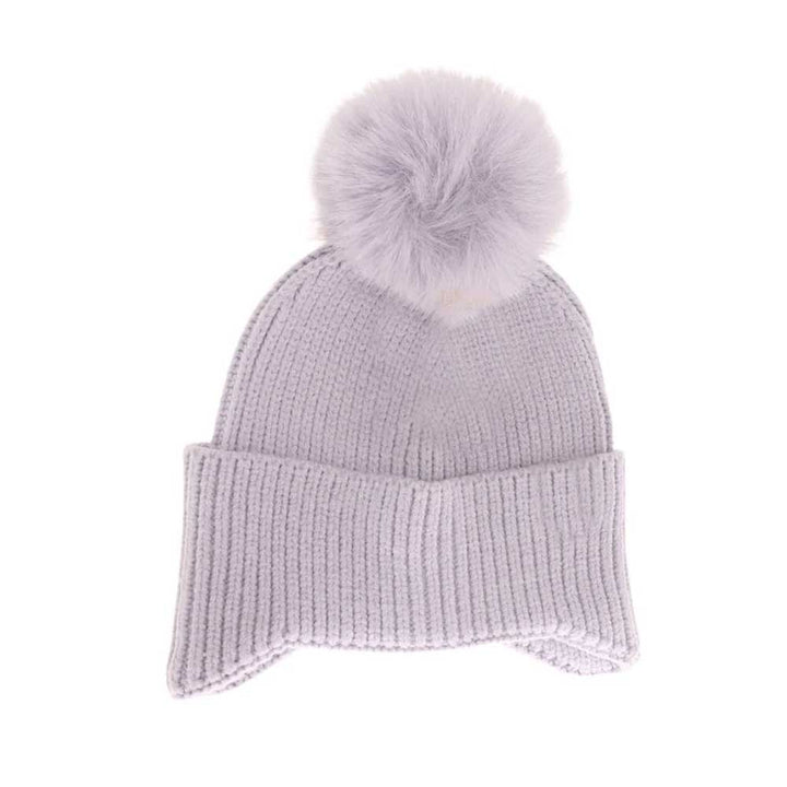 Lavender KIDS Ear Flap Pom C.C Beanie combines functional design with comfort to protect children from cold weather. Featuring extended ear flaps for added warmth and a soft pom-pom detail, this beanie is crafted from high-quality materials that provide insulation without sacrificing breathability. Its secure fit ensures it stays in place during active play, making it a reliable accessory for winter outings. 