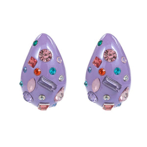 Lavender Multi Stone Paved Teardrop Earrings, feature an elegant and eye-catching design with a variety of sparkling stones, adding a touch of glamour to any outfit. Made with high-quality materials, they are ensure both style and comfort. Perfect for any occasion, these earrings are a must-have for any jewelry collection.