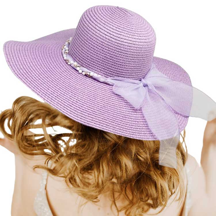 Lavender Rhinestone Pearl Twisted Bow Band Pointed Straw Sun Hat, Step into the sun with style and elegance with our straw sun hat. Adorned with beautiful rhinestones and pearls, this hat is perfect for any outdoor occasion. Stay cool and protected while looking chic and sophisticated. Make a statement with this!