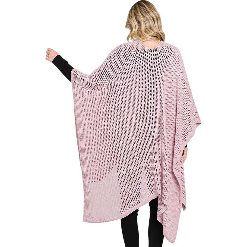 Lavender Solid Chenille Crochet Ruana Poncho, with the latest trend in ladies' outfit cover-up! the high-quality knit ruana poncho is soft, comfortable, and warm but lightweight. It's perfect for your daily, casual, party, evening, vacation, and other special events outfits. A fantastic gift for your friends or family.