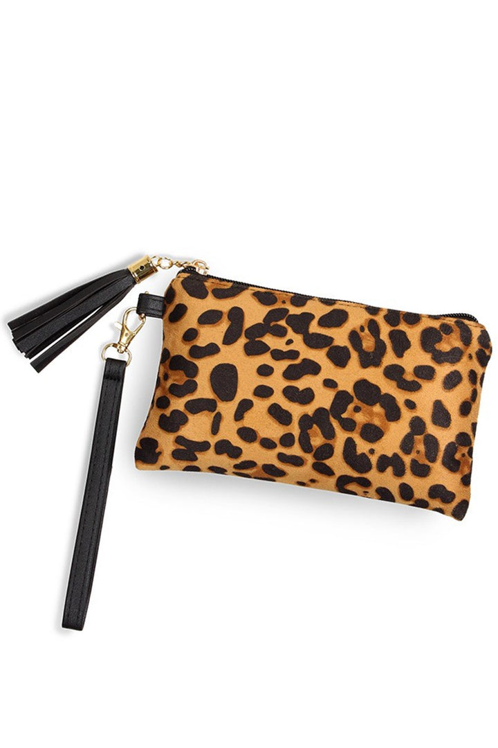 Leopard Print Pouch Bag with Wristlet combines stylish animal print design with practical functionality. Crafted for convenience, it features a secure wristlet strap for easy carrying, making it ideal for organizing essentials on the go. Its compact size fits comfortably in hand or inside larger bags, offering a versatile accessory for daily use or special occasions. Durable materials ensure longevity while the bold leopard pattern adds a fashionable edge to any outfit. 