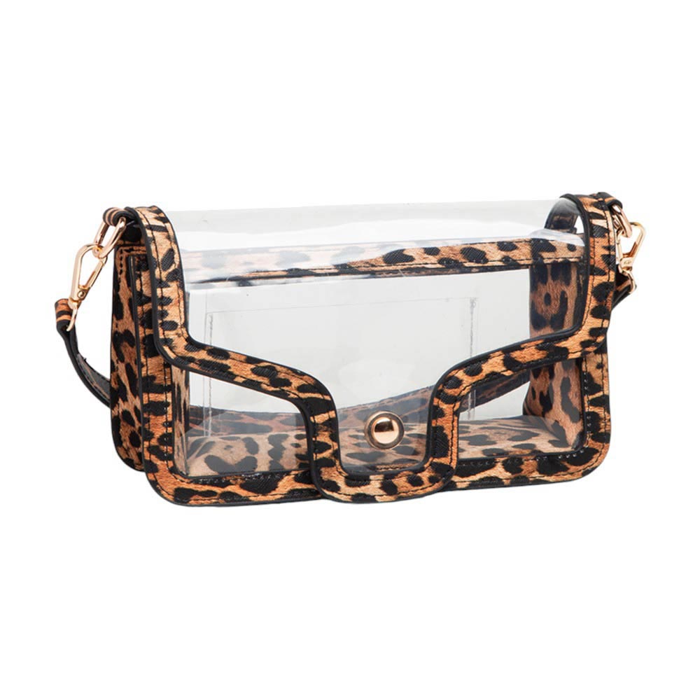 Leopard Solid Faux Leather Transparent Rectangle Shoulder Bag, is sophisticated and stylish. Crafted with durable, high-quality faux leather, it features a transparent rectangular shape for a chic look. Carry it to your next dinner date or social event to add a touch of elegance. Perfect Gift for fashion enthusiasts.