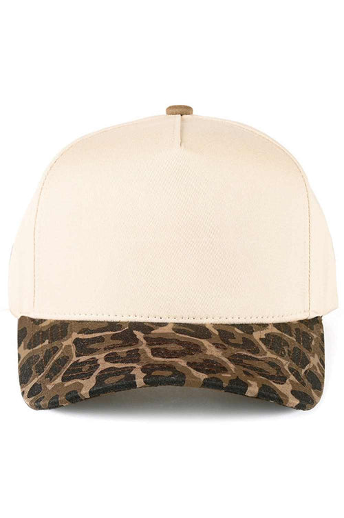 C.C Women's Two Tone Canvas Trucker Cap Hat - Leopard