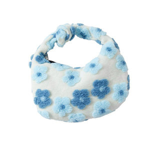 Light Blue Flower Cluster Faux Fur Tote Bag, is perfect to carry all your handy items with ease. This faux fur tote bag features a top zipper closure for security that makes your life easier and trendier. This is the perfect gift idea for a birthday, holiday, Christmas, anniversary, Valentine's Day, etc.