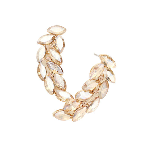 Marquise Stone Cluster Evening Earrings - Light Col Topaz