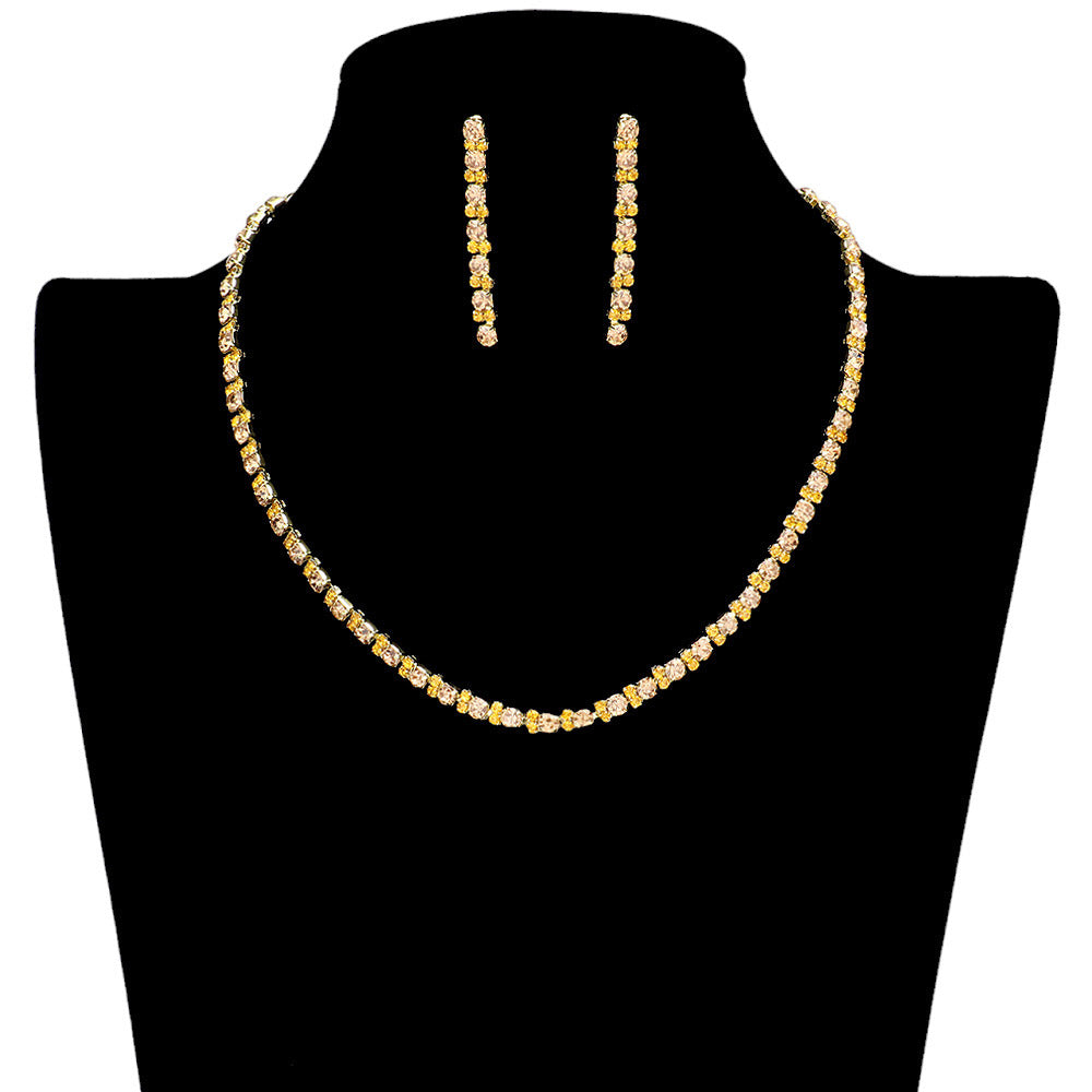 AB Gold Rhinestone Cluster Jewelry Set, this classic jewelry set features a rhinestone cluster design for timeless elegance. Perfect for special occasions or party wear. Perfect gift choice for birthdays, anniversaries, weddings, bridal showers, or any other meaningful occasion. 