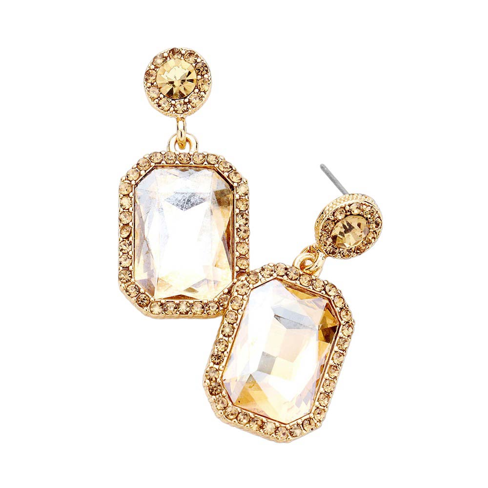 Light ol Topaz Rhinestone Rectangle Stone Evening Earrings, boast an elegant, timeless design with glistening rhinestones to add a touch of sophistication to your look. The alloy metal is sturdy and durable, making these earrings perfect for any special occasion or day-to-day wear. An exquisite gift for loved ones on any special day.