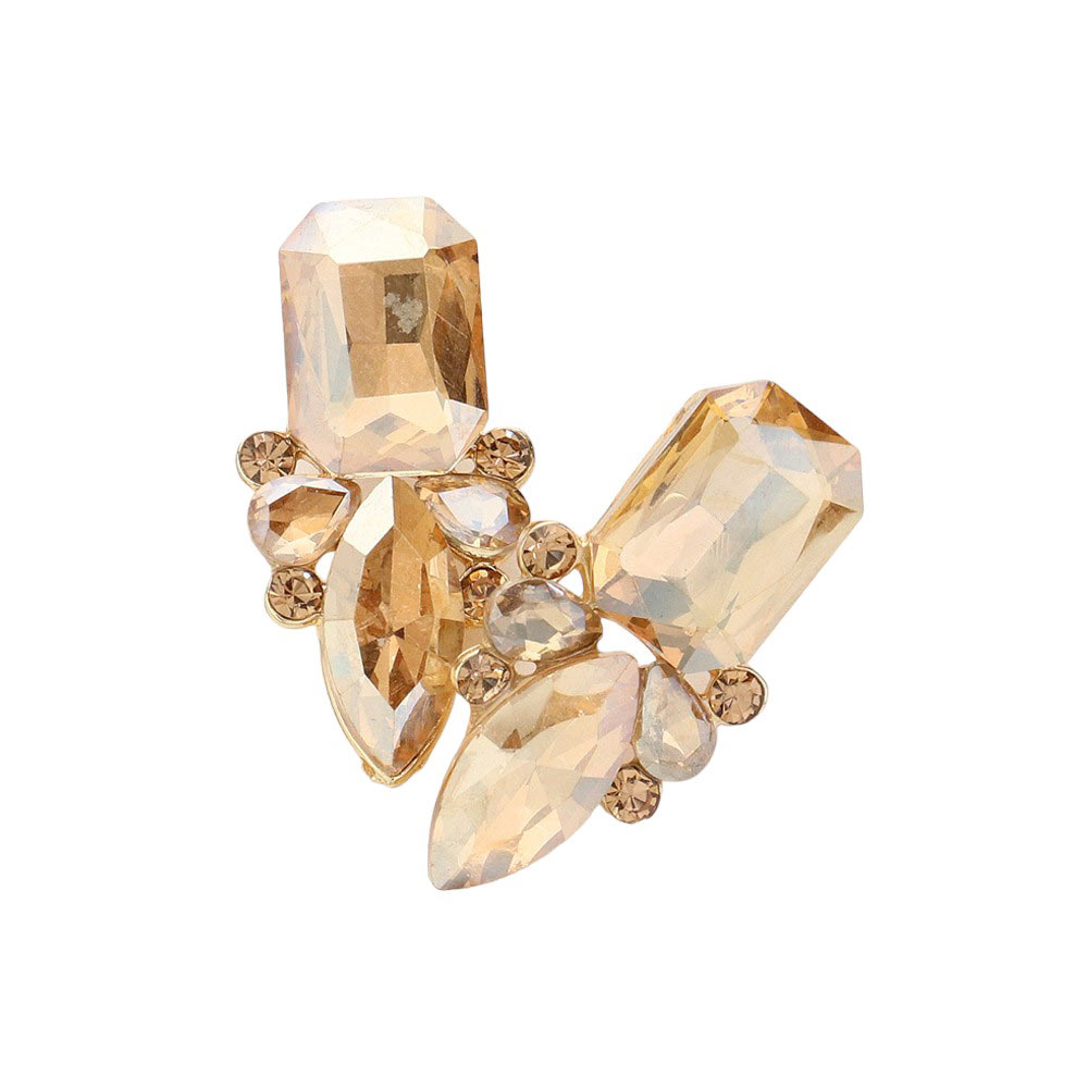 Light Col Topaz Square Marquise Stone Cluster Evening Earrings, Elevate any evening look with our stunning evening earrings. Featuring a unique square marquise stone design, these earrings add a touch of elegance and sophistication. Crafted with precision and quality materials, they are sure to make a statement.