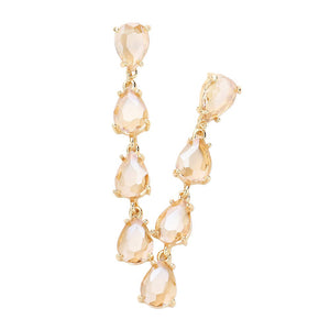 Light Col Topaz Teardrop Stone Link Dangle Evening Earrings, add a subtle hint of sophistication to your special occasion look. Crafted from stones in a variety of colors, these earrings feature a delicate teardrop stone design that will sparkle and shine under the evening light. Perfect gift for your loved ones on any meaningful day.