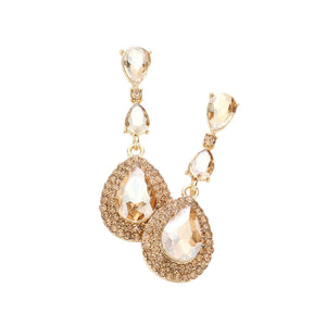  Light Col Topaz Triple Teardrop Stone Link Dangle Evening Earrings, these fine evening earrings supply classic sophistication and beautiful detail with their triple teardrop stone link dangle design. These earrings are sure to eye-catching element to any outfit. Awesome gift for birthdays, anniversaries, wives, friends, and mothers.