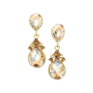 Light Col Topaz Victorian Teardrop Crystal Rhinestone Evening Earrings. Elevate your evening elegance with these Earrings. Crafted with exquisite detail, these timeless accessories sparkle with vintage charm. Perfect for adding a touch of sophistication to any special occasion outfit.