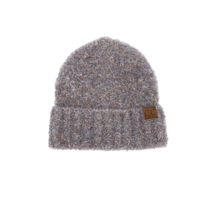 Light Gray C.C. Mixed Color Boucle Cuff Beanie, stay warm and fashionable in this cozy, stylish soft boucle cuff beanie. It's soft and warm and made from yarn for superior comfort. The soft boucle accent adds a delightful touch of fun to any outfit. Awesome winter gift accessory for birthdays, Christmas, anniversaries, etc.