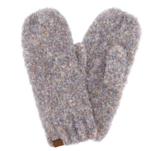 Light Gray C.C Mixed Color Boucle Mittens. Stay warm in style with these mittens. These gloves are designed with a luxuriously soft boucle yarn and feature a classic ribbed cuff. They come in three stylish colors and offer a great fit with superior breathability and warmth.