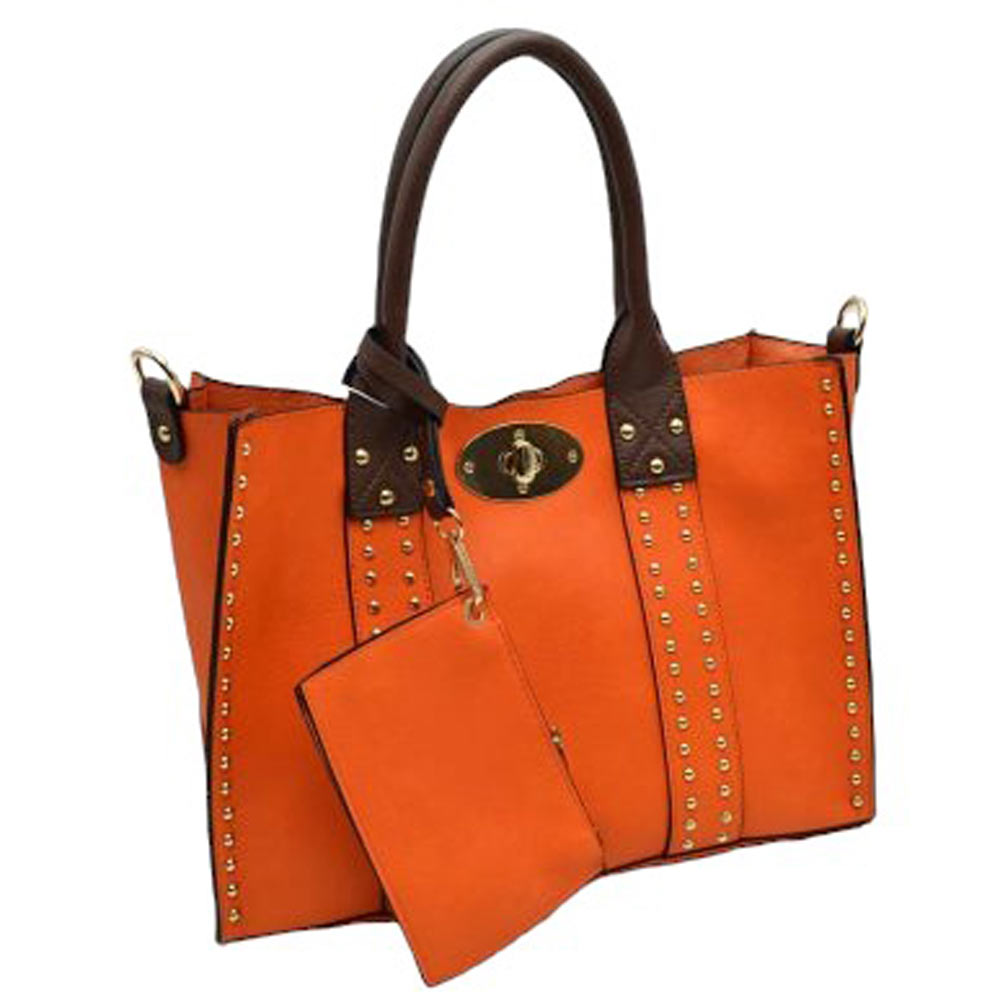 Light Orange Brown Faux Leather Top Handle Tote Bag With Purse, is a stylish and durable bag made of high-quality faux leather. Its spacious top handle design allows for comfortable carrying and the detachable purse adds extra convenience. The bag is designed to last for years to come. Perfect gift for family members on any day.