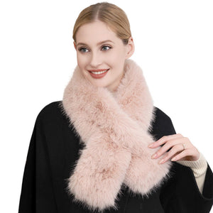 Light Pink Faux Fur Solid Pull Through Scarf. Keep cozy and stylish with this Scarf. Crafted from luxurious faux fur, this scarf will provide you with comfort and unparalleled warmth in winter. Thoughtful and stylish gift for fashion loving friends and family members, special ones, colleagues, or Secret Santa gift exchange. 